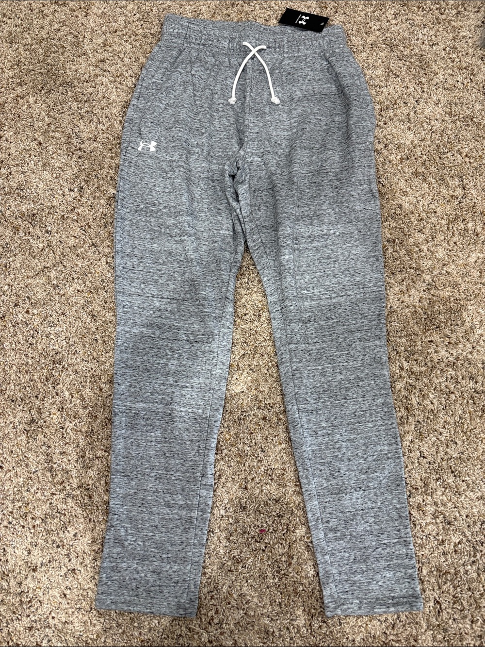Under Armour Rival Terry Mens Gray Heather Pants w/ Drawstring